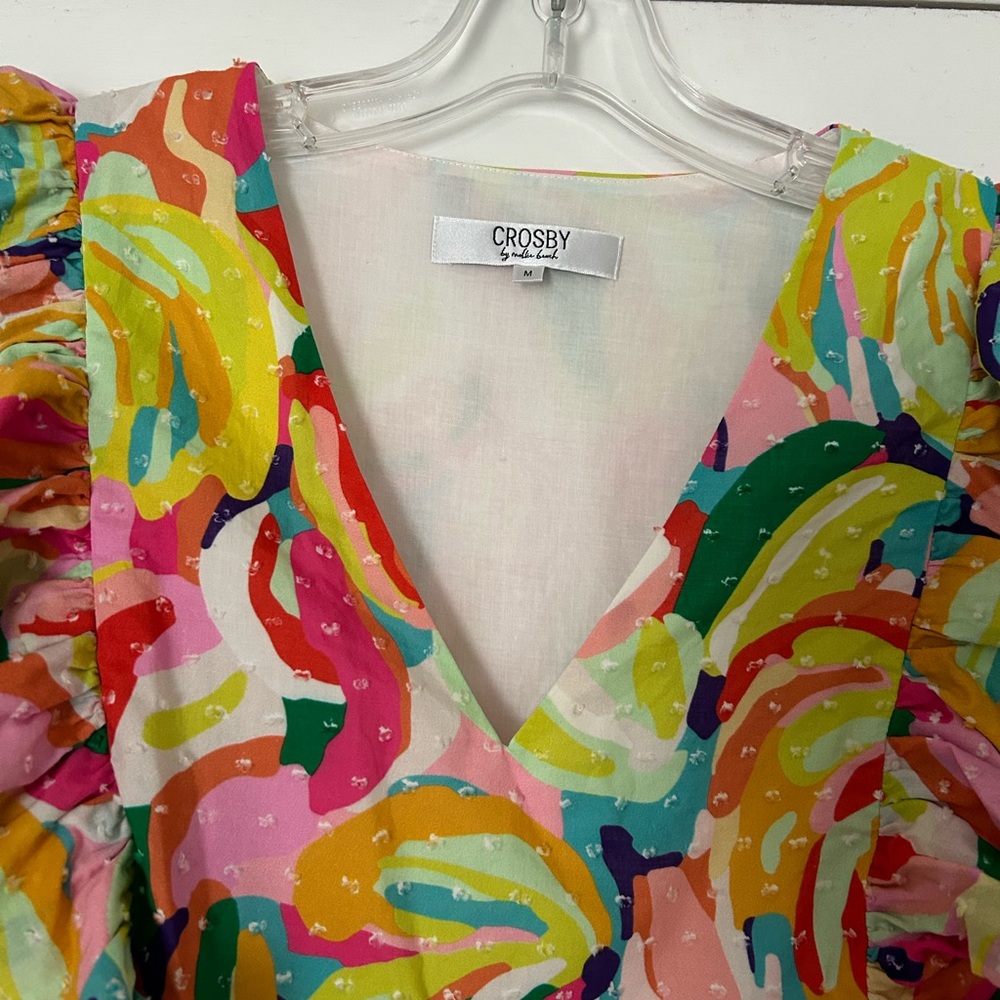 Crosby by Mollie Burch‎ Go Bananas Colorful Ruffled Tiered Maxi Dress Sz M - Picture 3 of 5